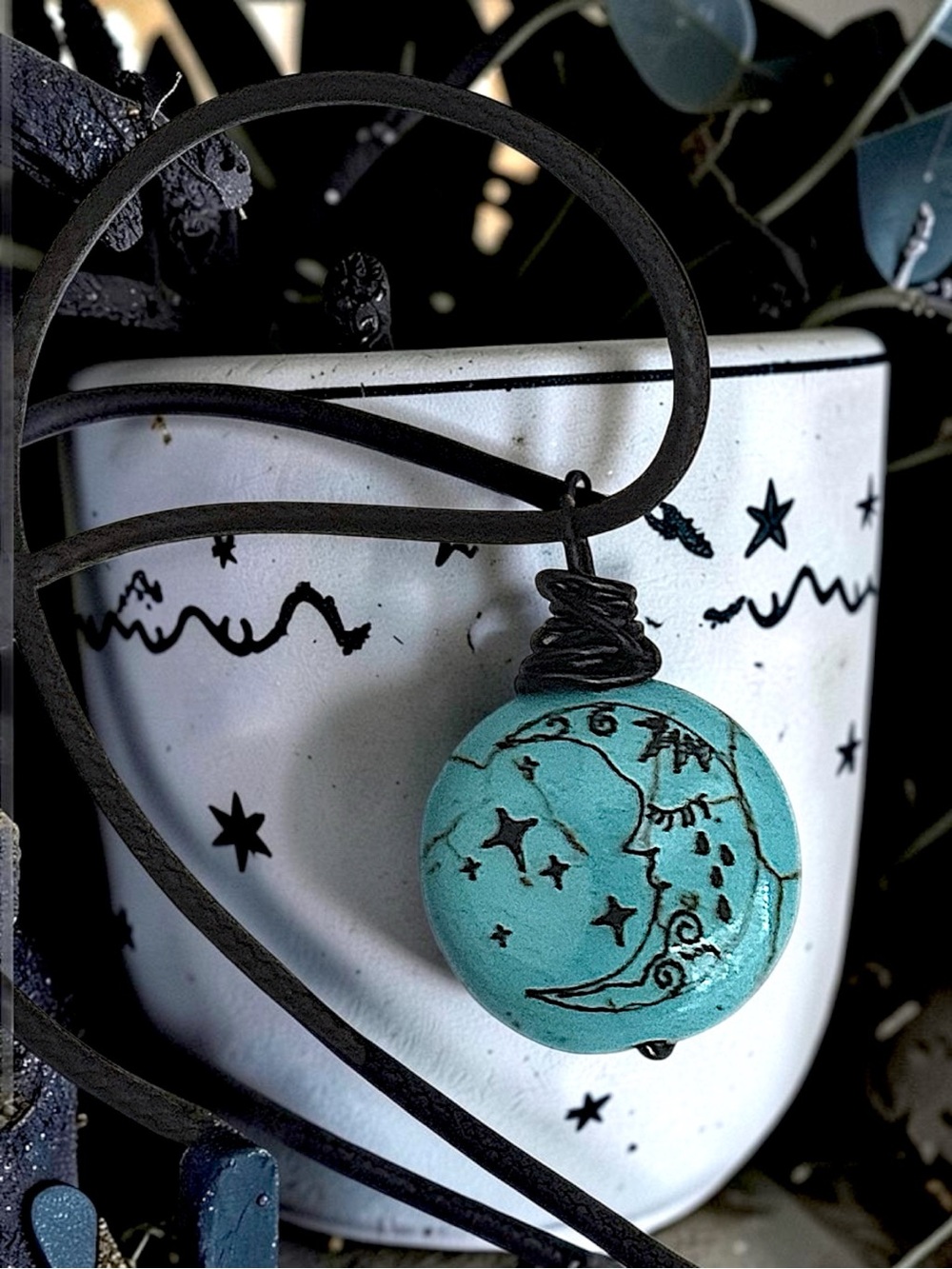 5 For $25💫Celestial Turquoise Moon & Stars Pendant Necklace-Spiritual